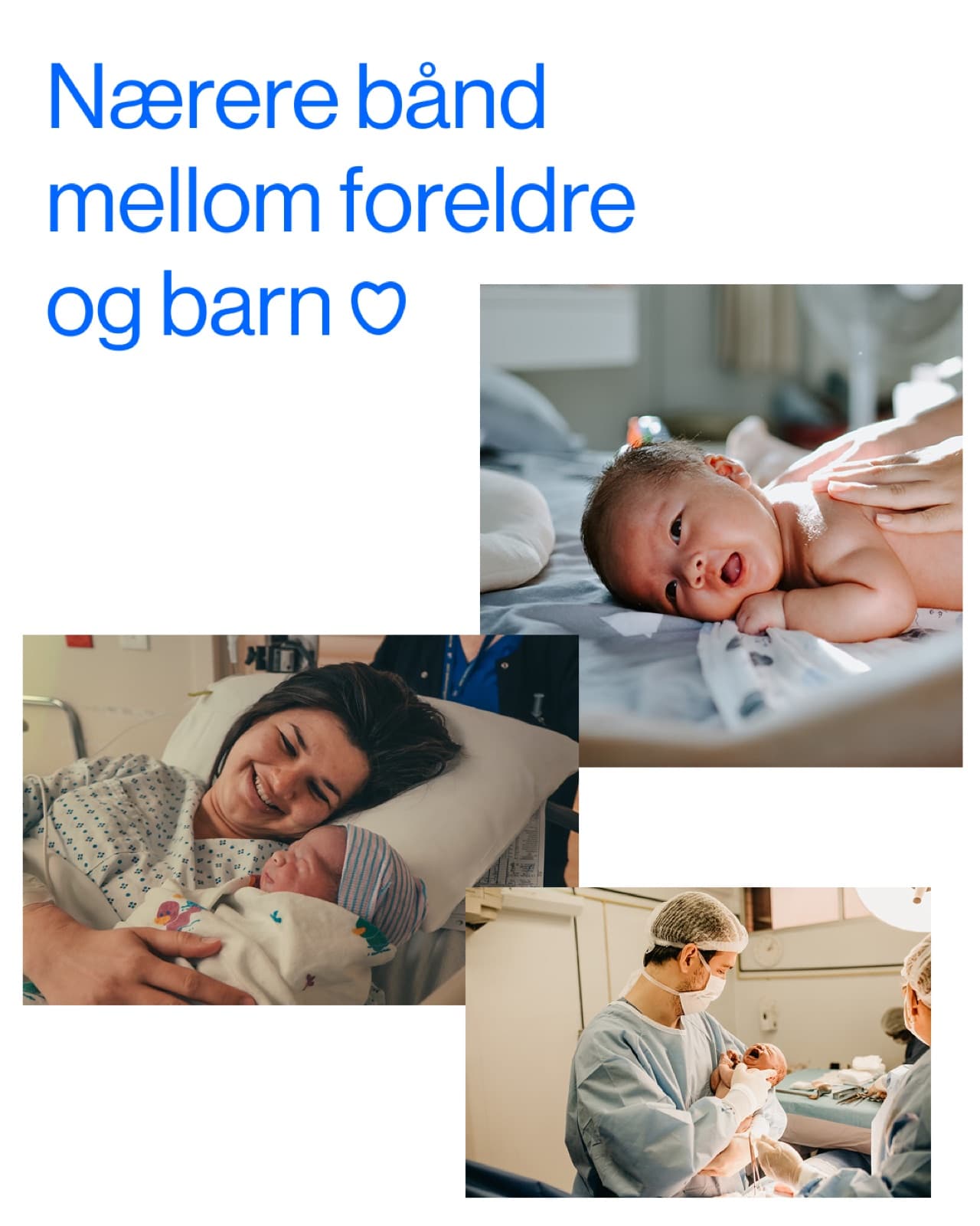 Nærere bånd mellom foreldre og barn — bildecollage fra nyfødtintensiven